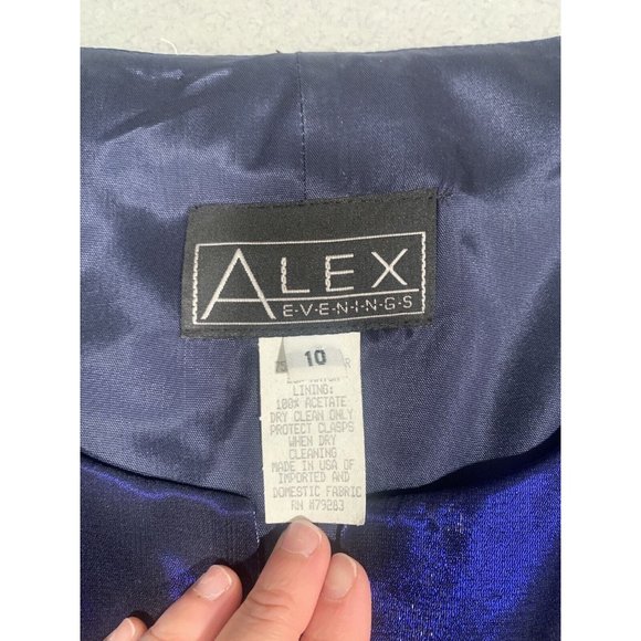 VTG Alex Evenings 2 Piece Formal Top Skirt Midnight Blue Shimmer‎ Size 10 Dress - Picture 9 of 12